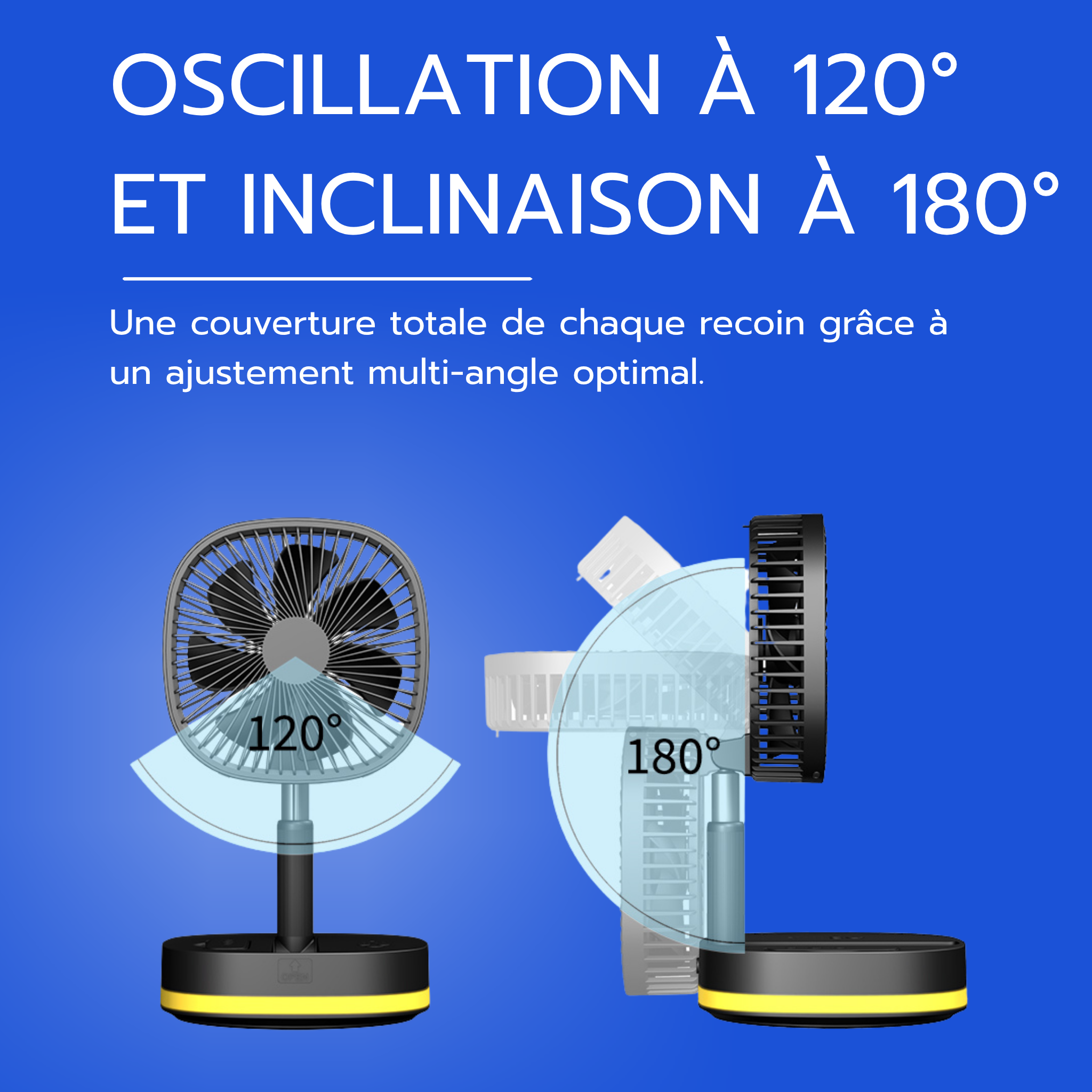 Ventilateur portable rechargeable à LED
