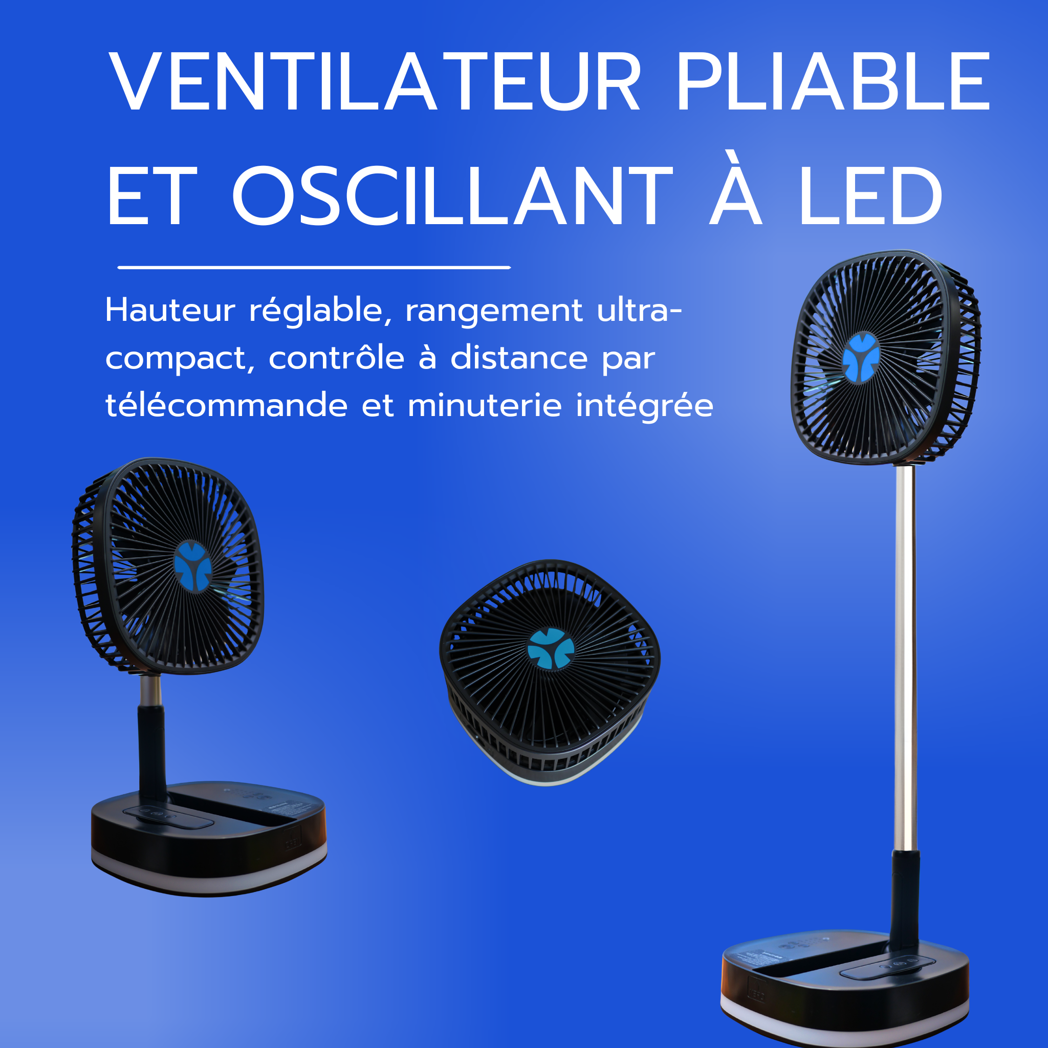 Ventilateur portable rechargeable à LED