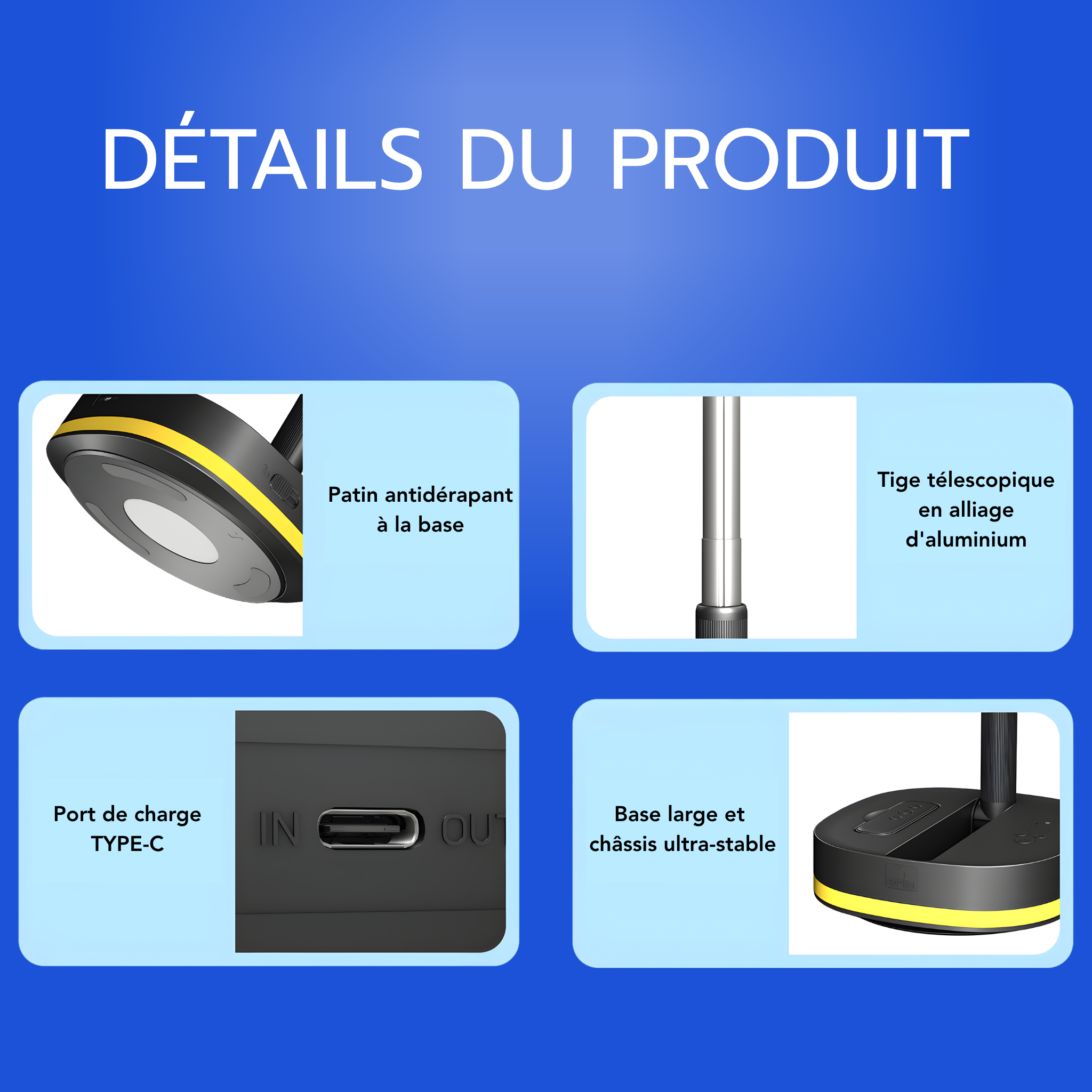 Ventilateur portable rechargeable à LED